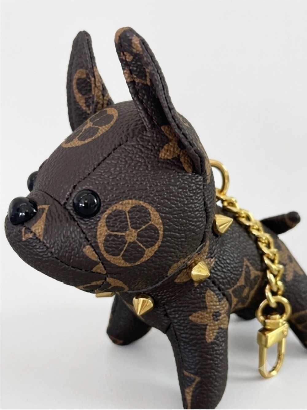 Epi Leather Brown Frenchie Key chain Bag charm cute!